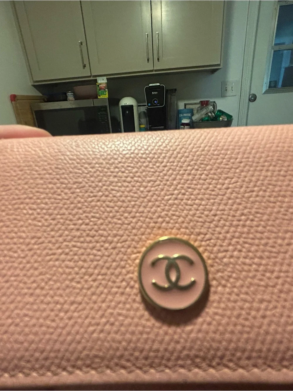 CHANEL Pink Compact Bi-Fold Wallet with CC Button